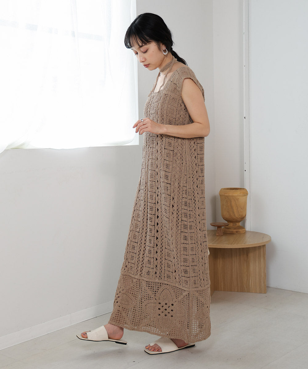 【低身長向けサイズあり】クロシェ前後2WAYワンピース