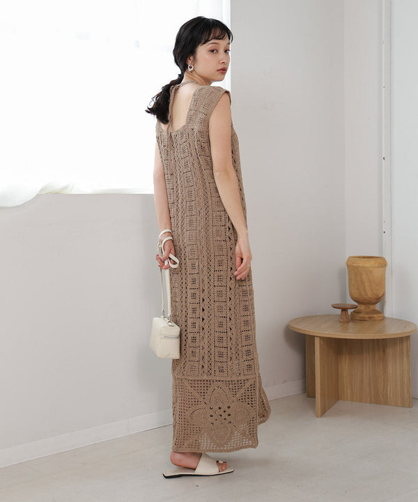 【低身長向けサイズあり】クロシェ前後2WAYワンピース