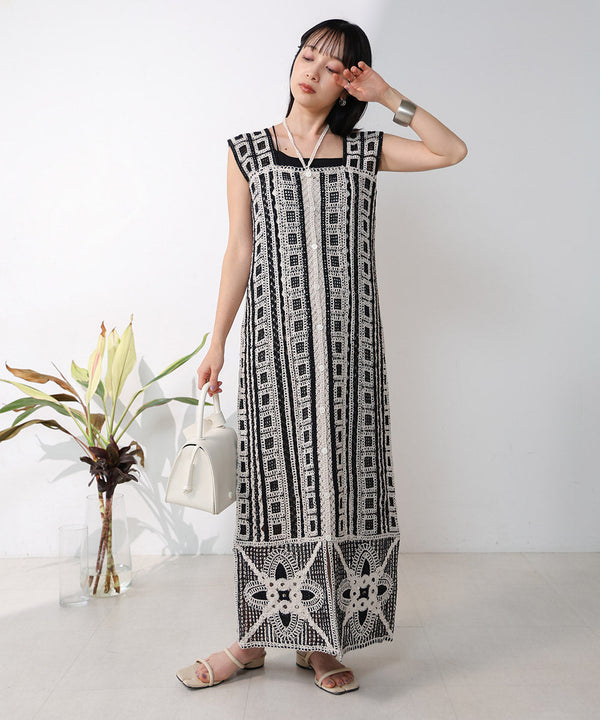 【低身長向けサイズあり】クロシェ前後2WAYワンピース