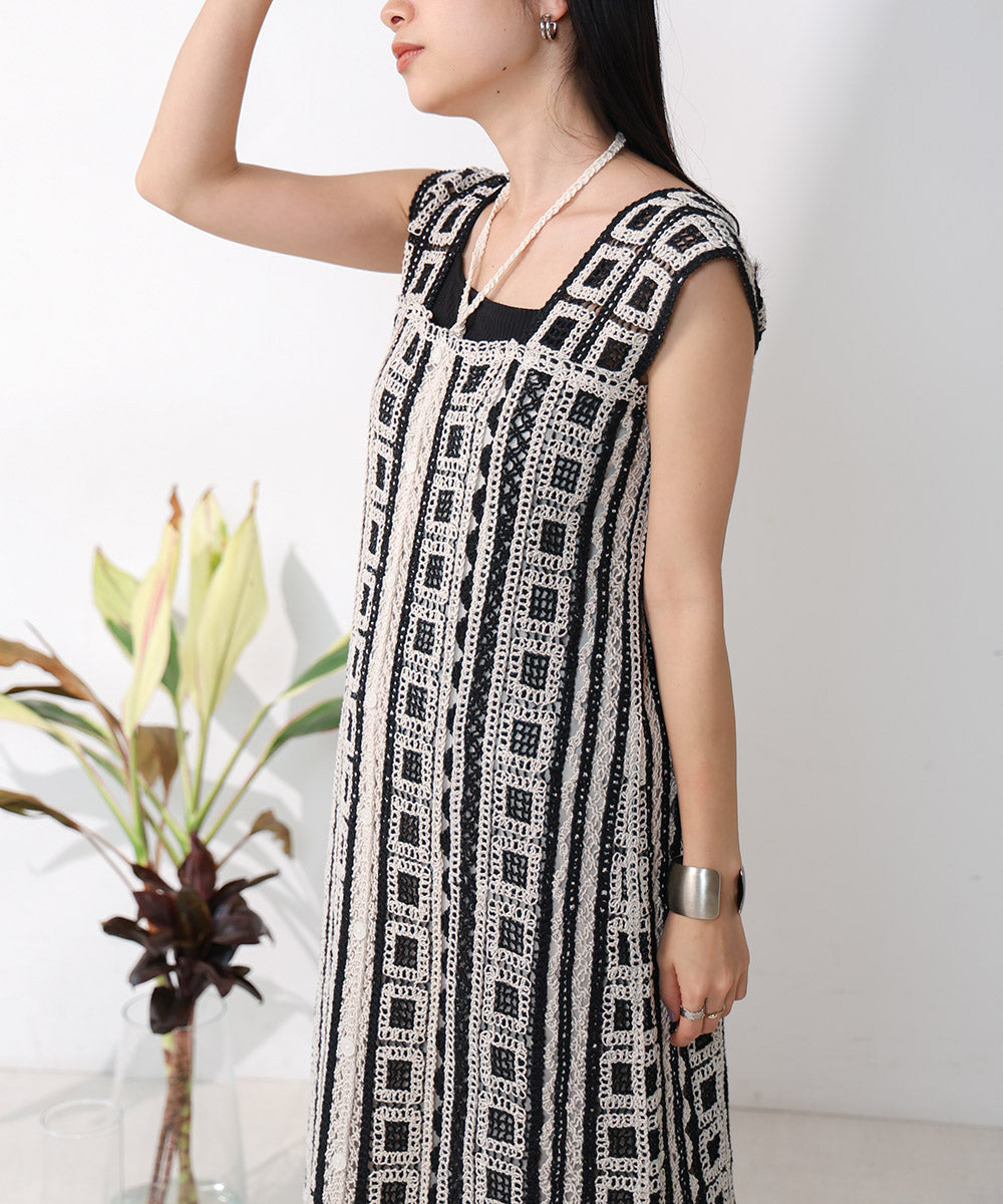 【低身長向けサイズあり】クロシェ前後2WAYワンピース