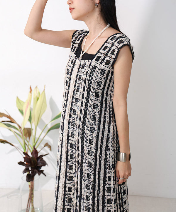 【低身長向けサイズあり】クロシェ前後2WAYワンピース