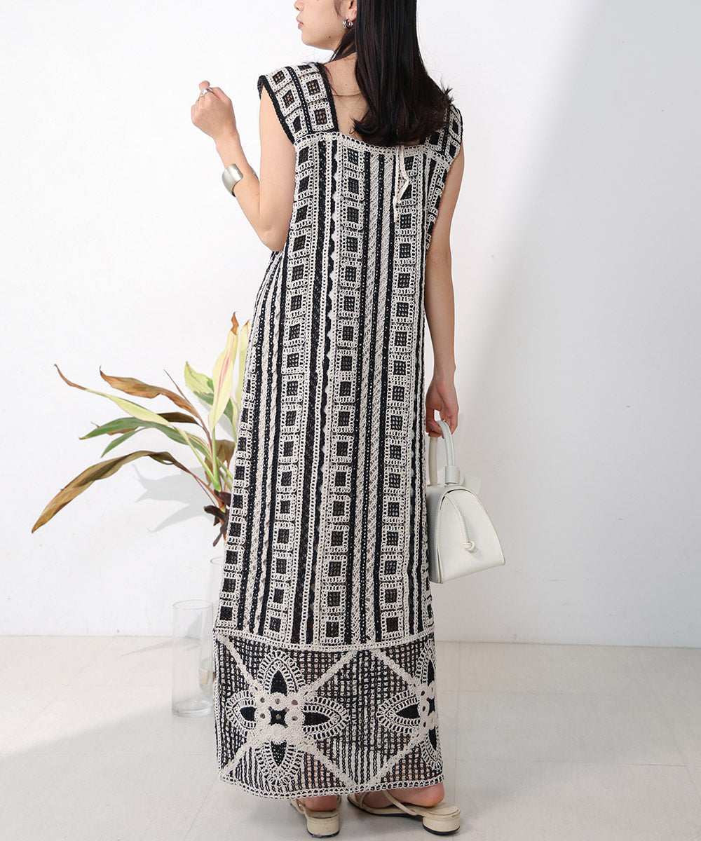 【低身長向けサイズあり】クロシェ前後2WAYワンピース