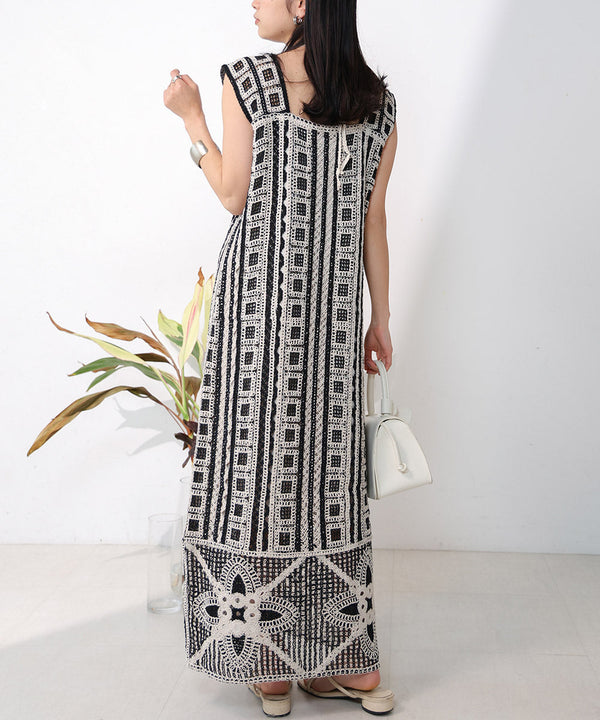 【低身長向けサイズあり】クロシェ前後2WAYワンピース