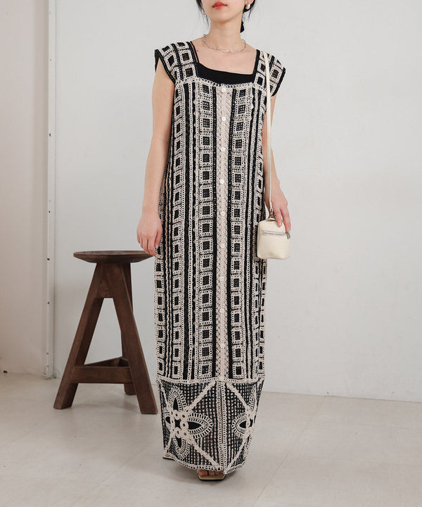 【低身長向けサイズあり】クロシェ前後2WAYワンピース