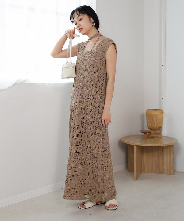 【低身長向けサイズあり】クロシェ前後2WAYワンピース