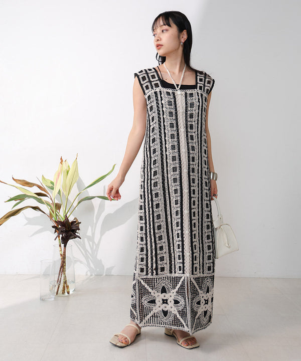 【低身長向けサイズあり】クロシェ前後2WAYワンピース