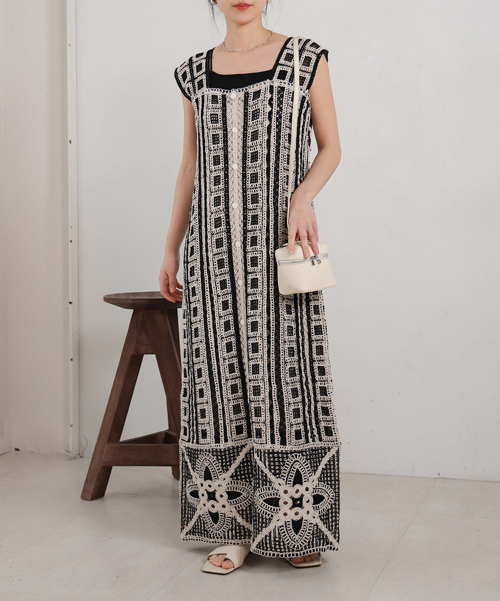 【低身長向けサイズあり】クロシェ前後2WAYワンピース