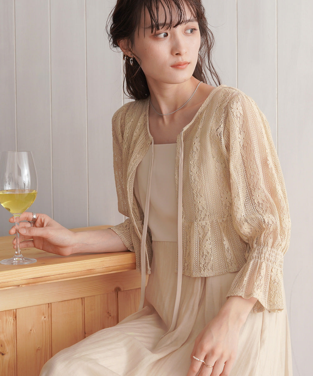 【オケージョンドレス/結婚式/2サイズ展開/SET ITEM/インナー付き/裏地付き】レースボレロ＋キャミワンピースＳＥＴ