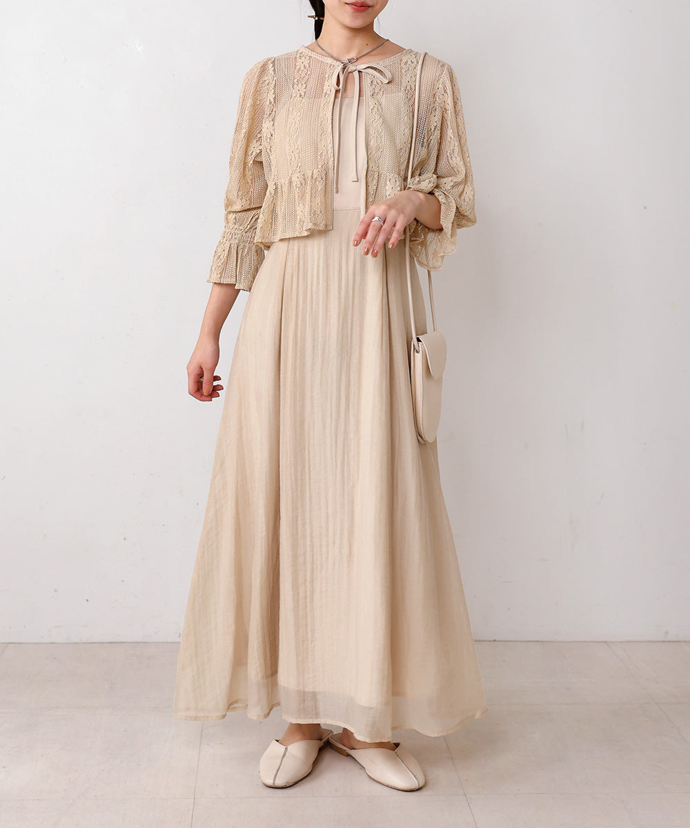 【オケージョンドレス/結婚式/2サイズ展開/SET ITEM/インナー付き/裏地付き】レースボレロ＋キャミワンピースＳＥＴ