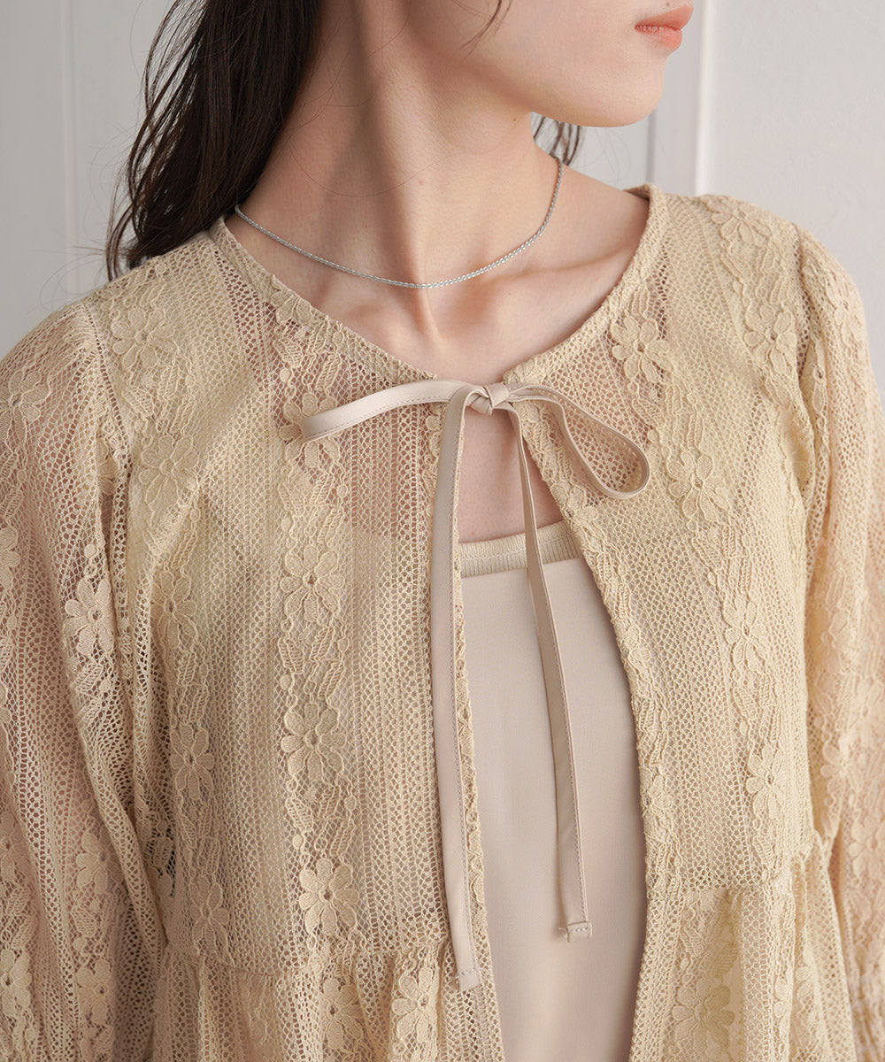 【オケージョンドレス/結婚式/2サイズ展開/SET ITEM/インナー付き/裏地付き】レースボレロ＋キャミワンピースＳＥＴ