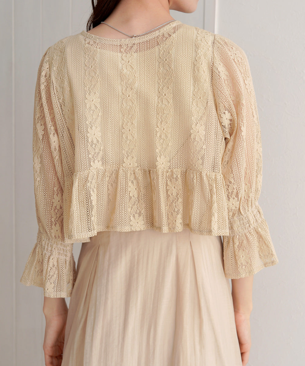 【オケージョンドレス/結婚式/2サイズ展開/SET ITEM/インナー付き/裏地付き】レースボレロ＋キャミワンピースＳＥＴ