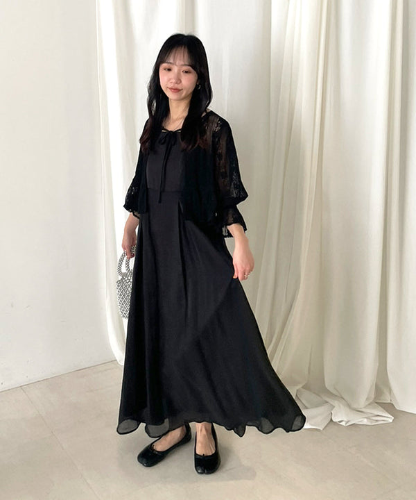 【オケージョンドレス/結婚式/2サイズ展開/SET ITEM/インナー付き/裏地付き】レースボレロ＋キャミワンピースＳＥＴ