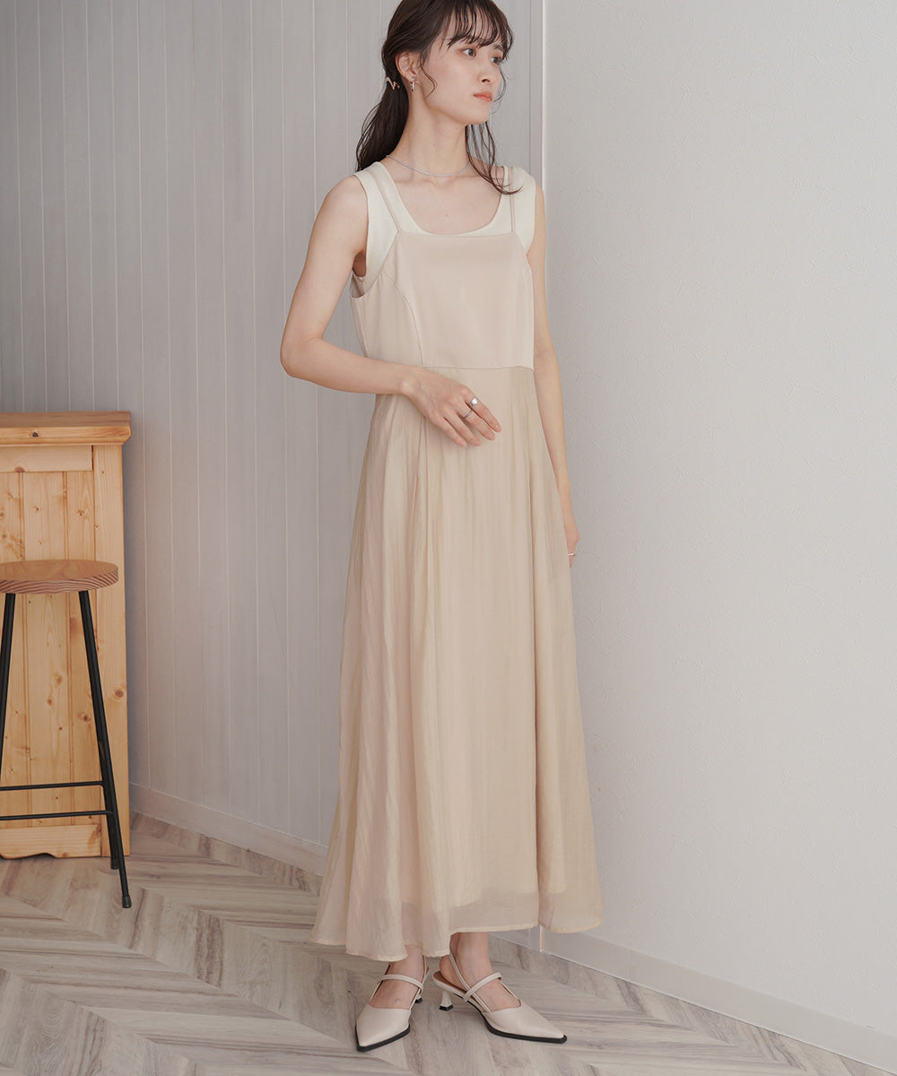 【オケージョンドレス/結婚式/2サイズ展開/SET ITEM/インナー付き/裏地付き】レースボレロ＋キャミワンピースＳＥＴ