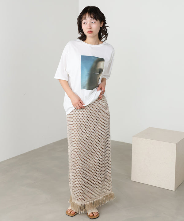【セットアップ対応】スパンコールメッシュフリンジスカート