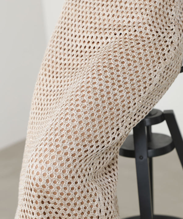 【セットアップ対応】スパンコールメッシュフリンジスカート