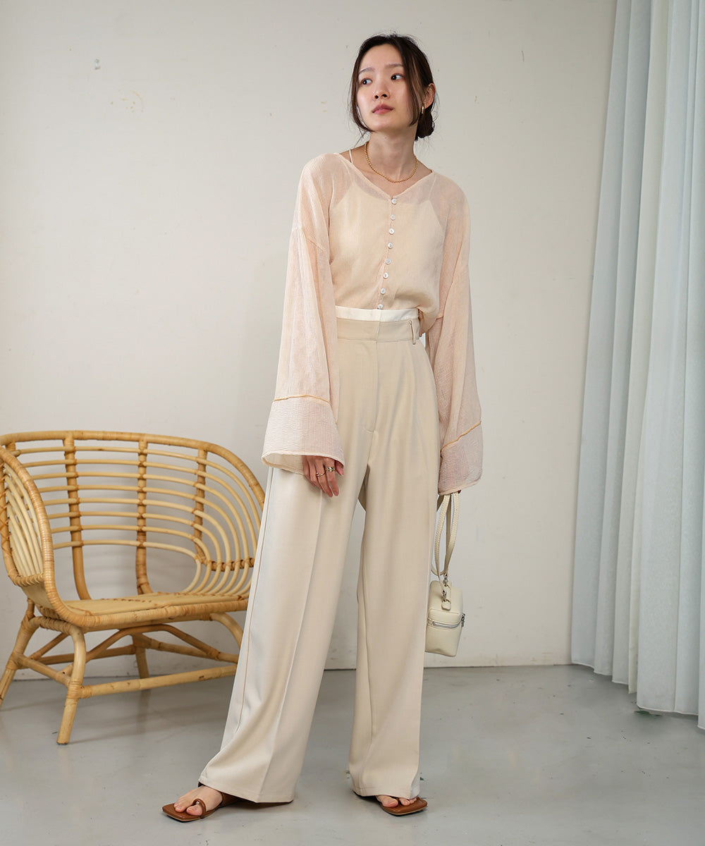【S・M・L展開】ダブルウエストセンタープレススラックス