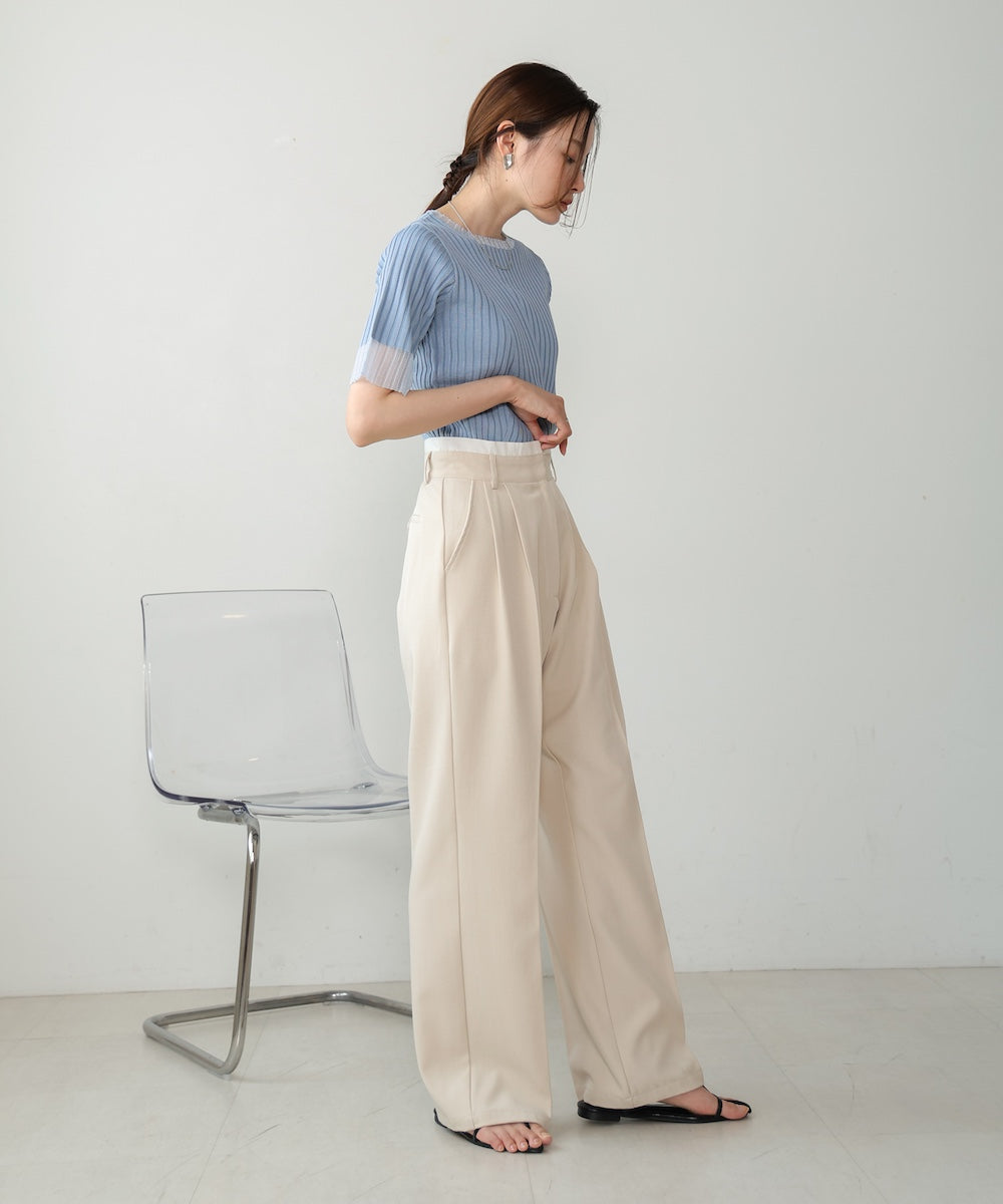 【S・M・L展開】ダブルウエストセンタープレススラックス