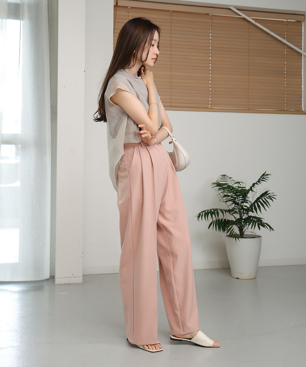 【S・M・L展開】ダブルウエストセンタープレススラックス