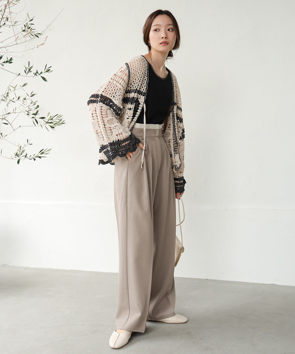 【S・M・L展開】ダブルウエストセンタープレススラックス