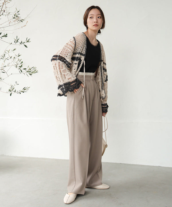 【S・M・L展開】ダブルウエストセンタープレススラックス