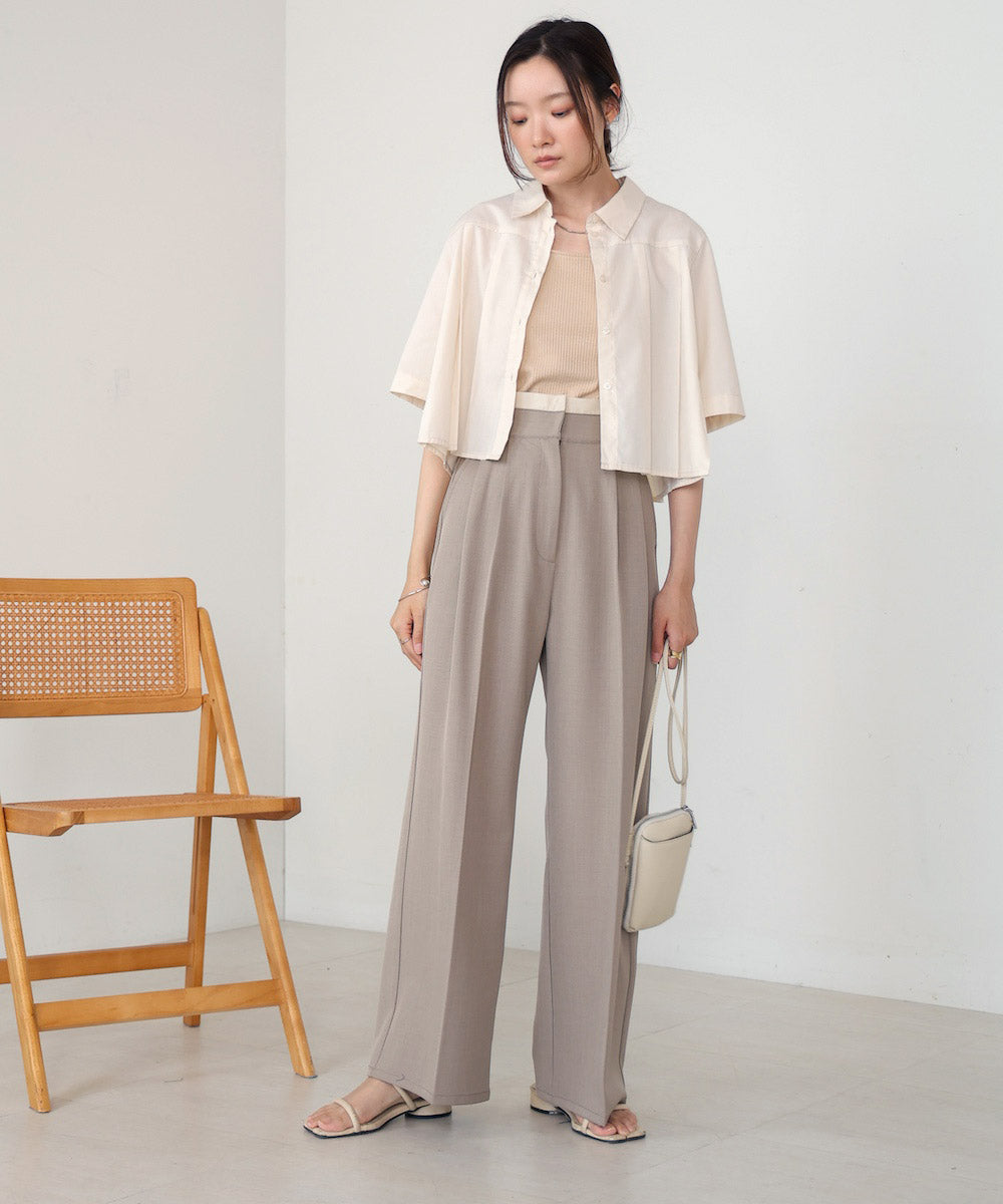 【S・M・L展開】ダブルウエストセンタープレススラックス