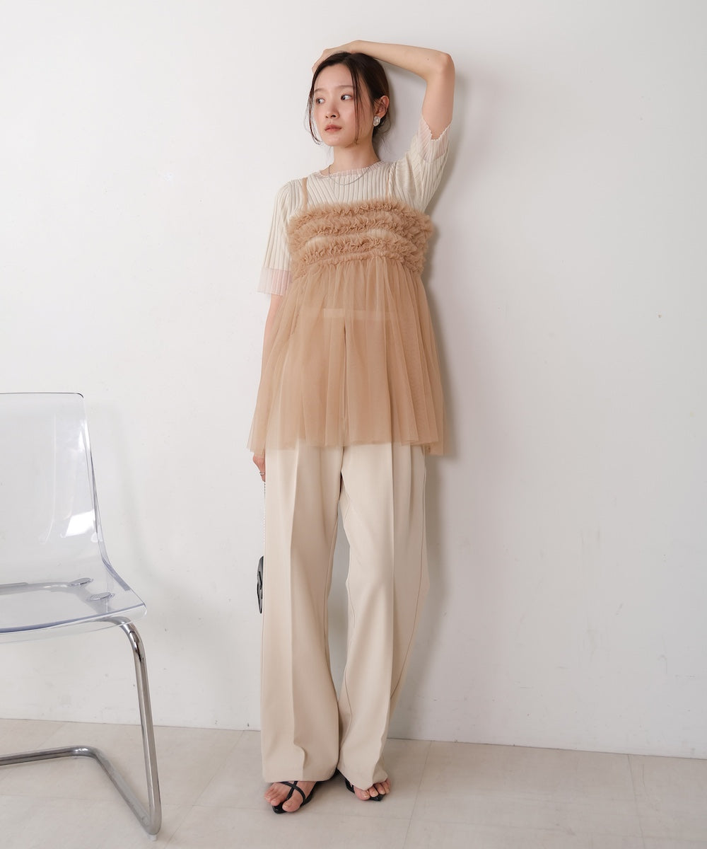 【S・M・L展開】ダブルウエストセンタープレススラックス