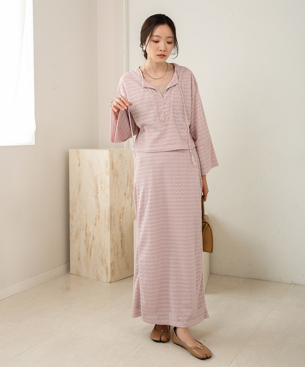 EMBROIDERY LACE CAFTAN BLOUSE