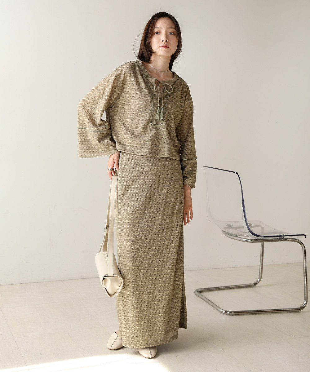 EMBROIDERY LACE CAFTAN BLOUSE