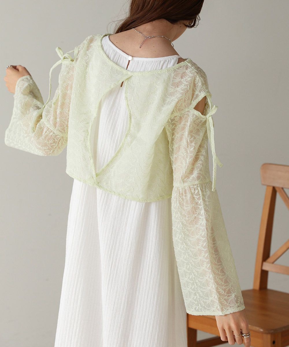 【低身長向けサイズあり】レースブラウス＋アメスリワンピースSET