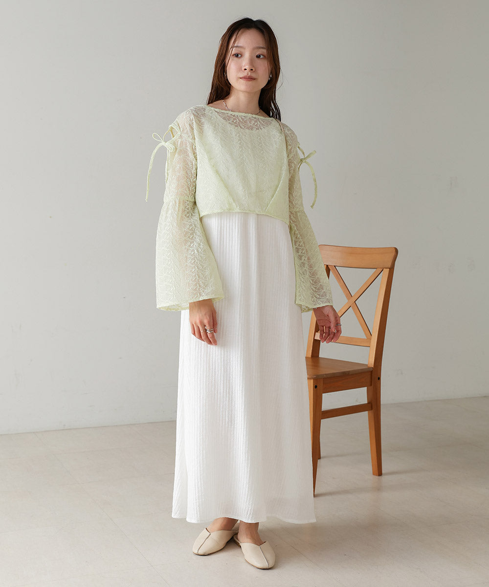 【低身長向けサイズあり】レースブラウス＋アメスリワンピースSET