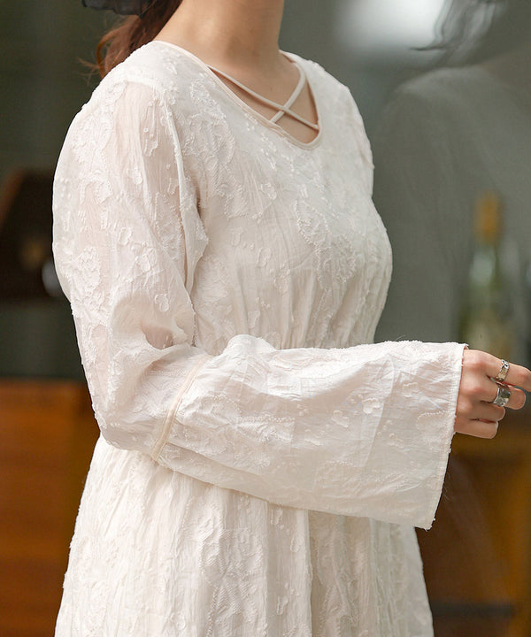 【オケージョンドレス/結婚式/2サイズ展開/SET ITEM/インナー付き/裏地付き】ジャガードフレアワンピース