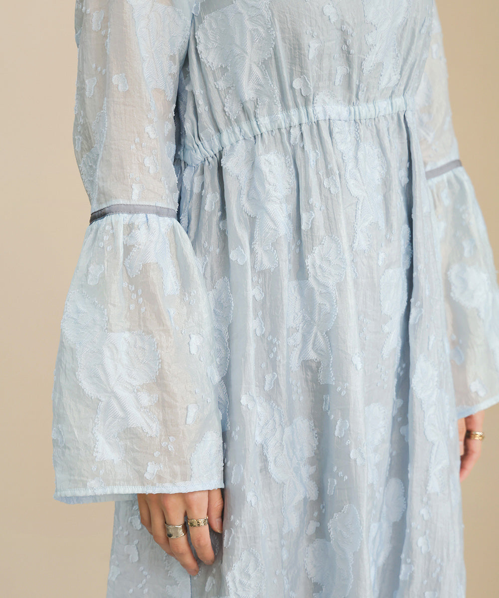 【オケージョンドレス/結婚式/2サイズ展開/SET ITEM/インナー付き/裏地付き】ジャガードフレアワンピース