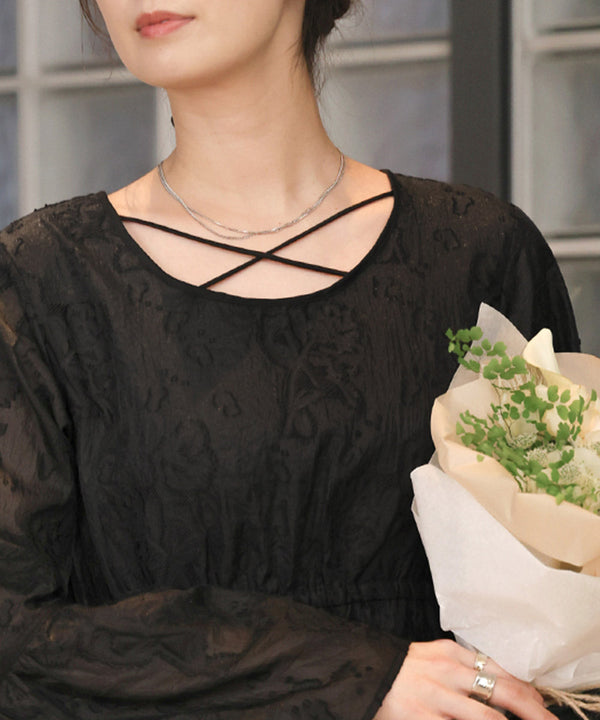 【オケージョンドレス/結婚式/2サイズ展開/SET ITEM/インナー付き/裏地付き】ジャガードフレアワンピース