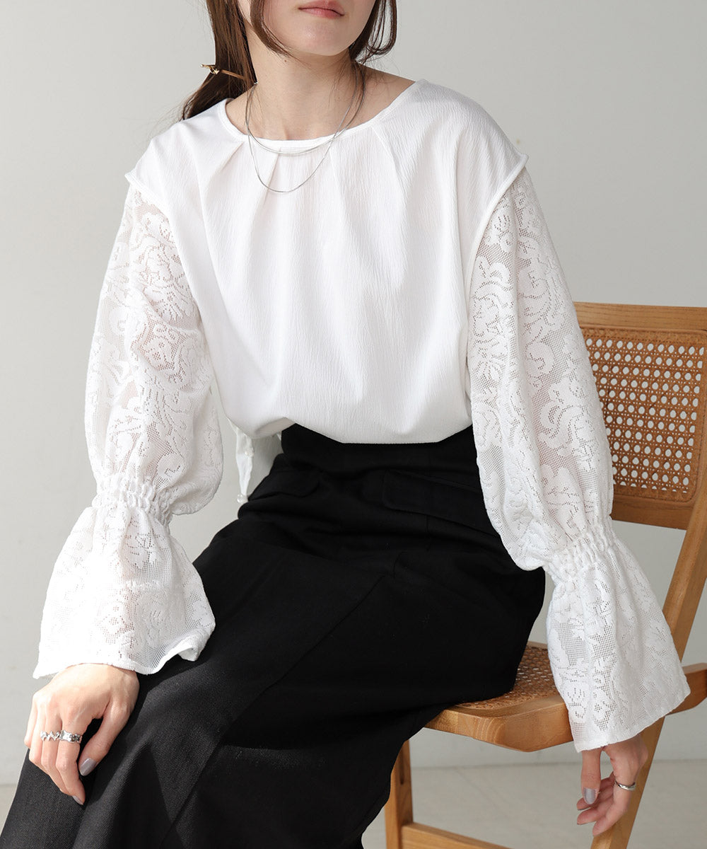 キャンディースリーブレースブラウス