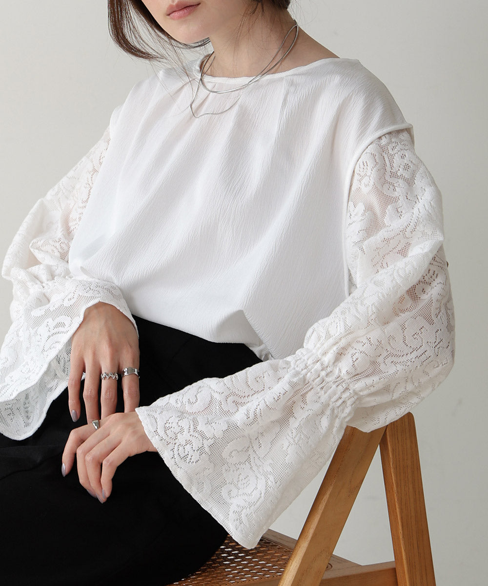 キャンディースリーブレースブラウス