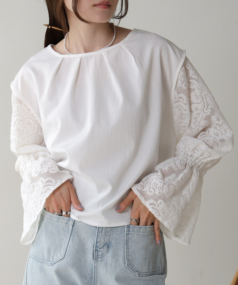 キャンディースリーブレースブラウス