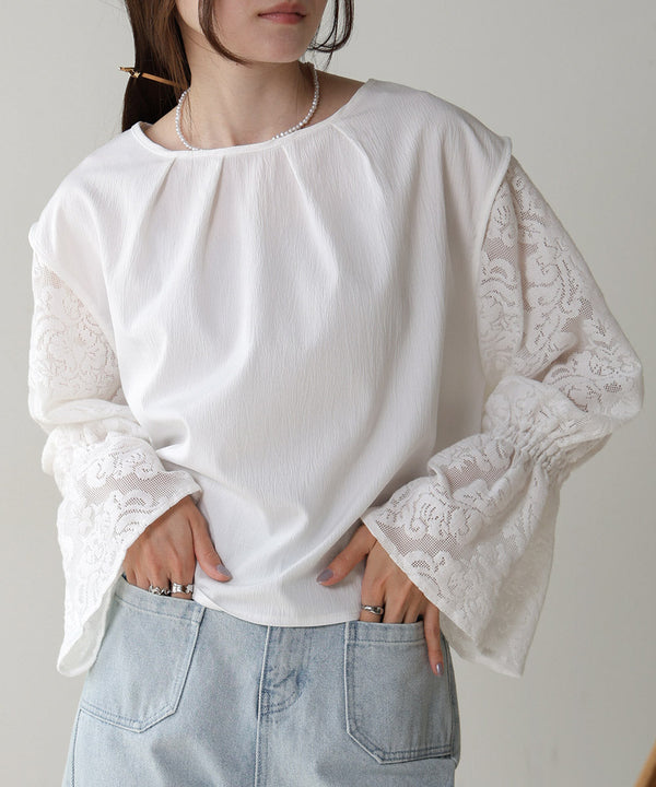 キャンディースリーブレースブラウス