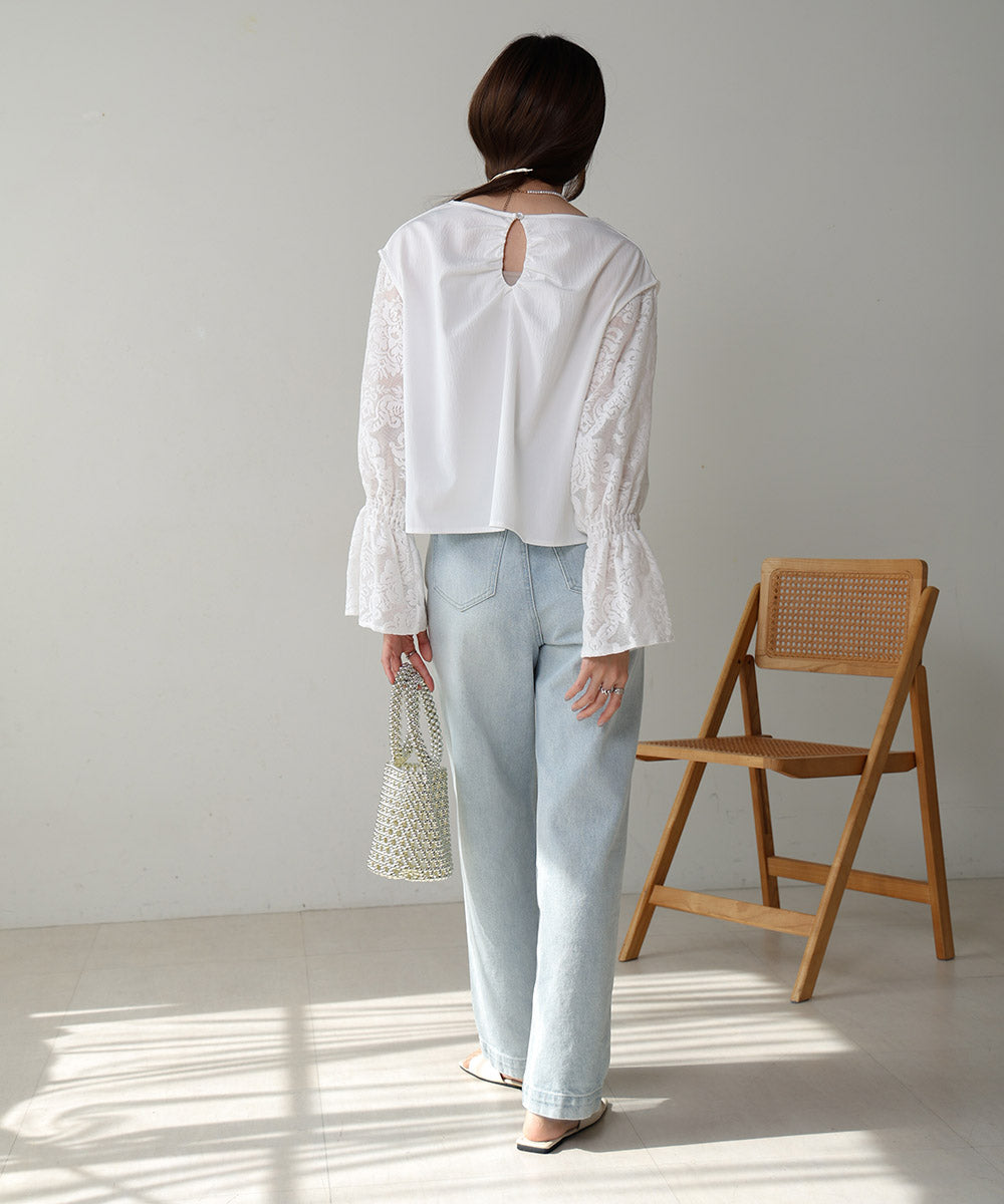 キャンディースリーブレースブラウス
