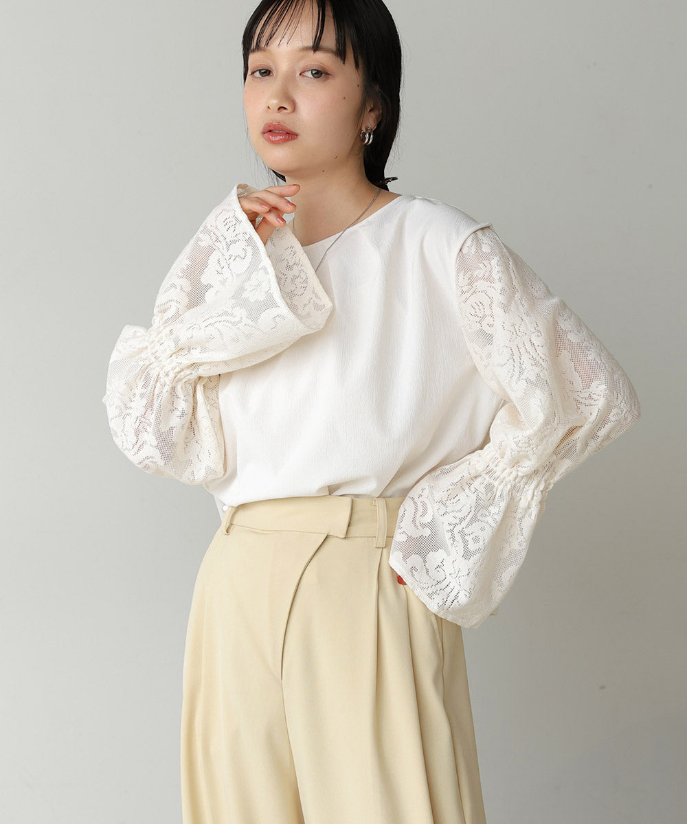 キャンディースリーブレースブラウス
