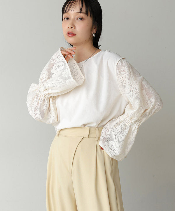 キャンディースリーブレースブラウス