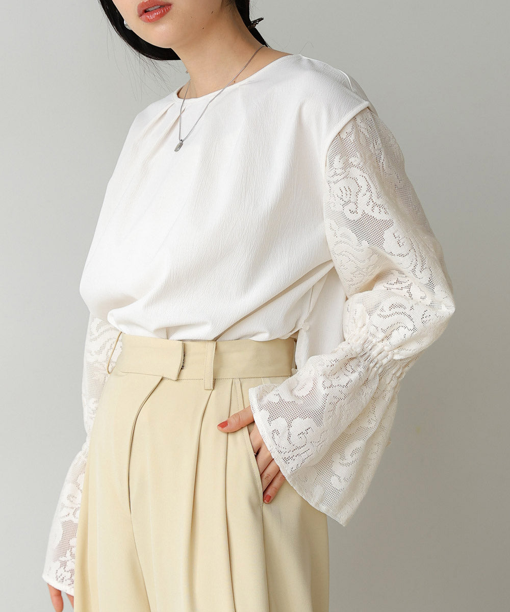 キャンディースリーブレースブラウス