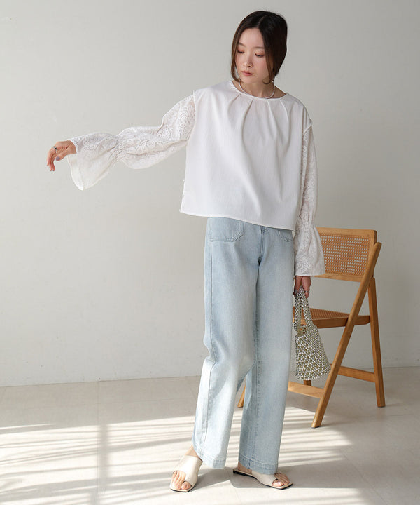 キャンディースリーブレースブラウス