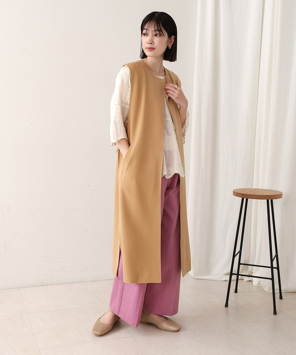 【WEB限定】ＢＡＣＫベルトボタン付きシンプルジレ
