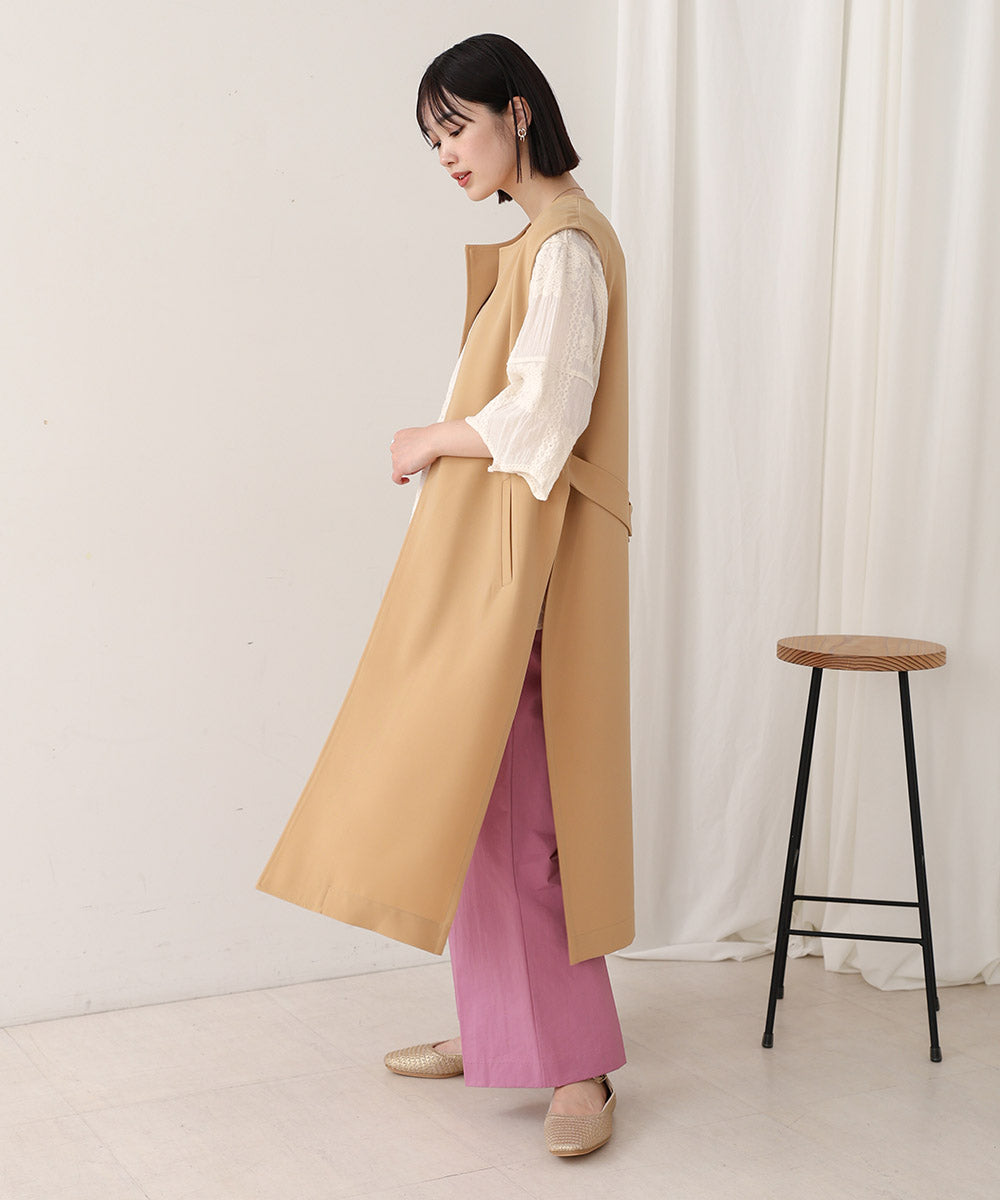 【WEB限定】ＢＡＣＫベルトボタン付きシンプルジレ