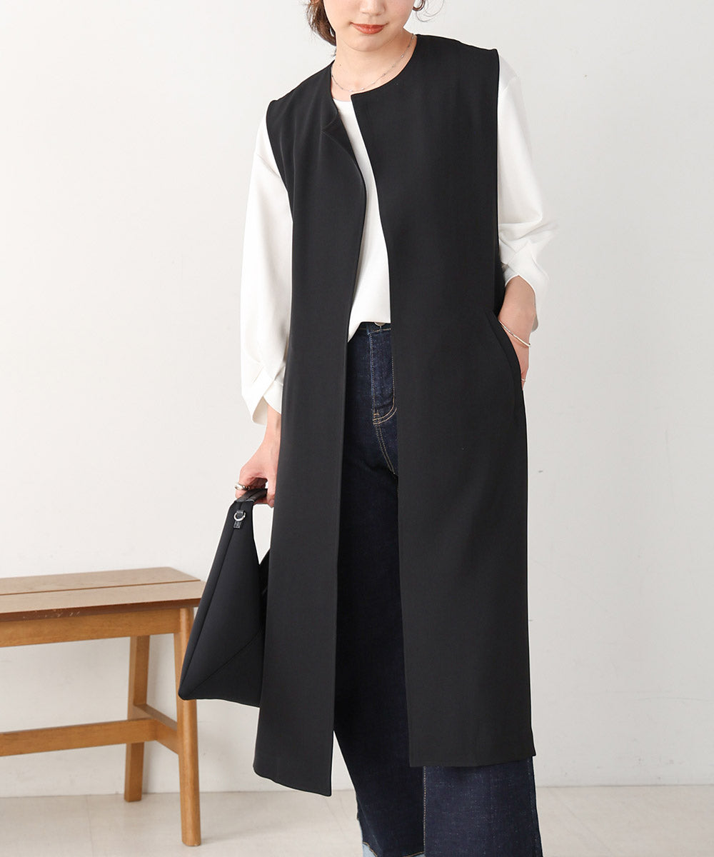 【WEB限定】ＢＡＣＫベルトボタン付きシンプルジレ