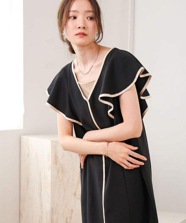 【低身長向けサイズあり】配色パイピングジャンパースカート