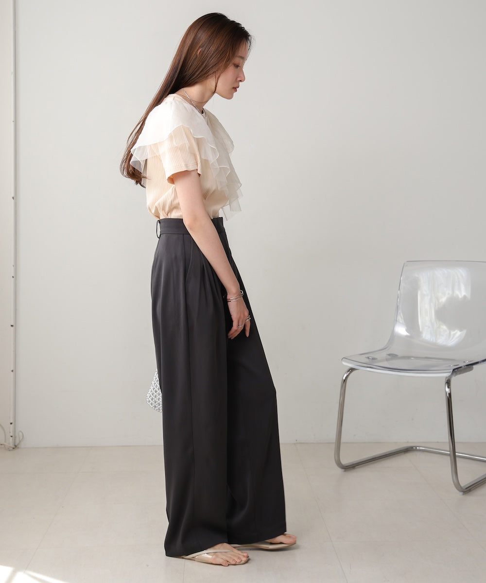 wrap style tuck slacks