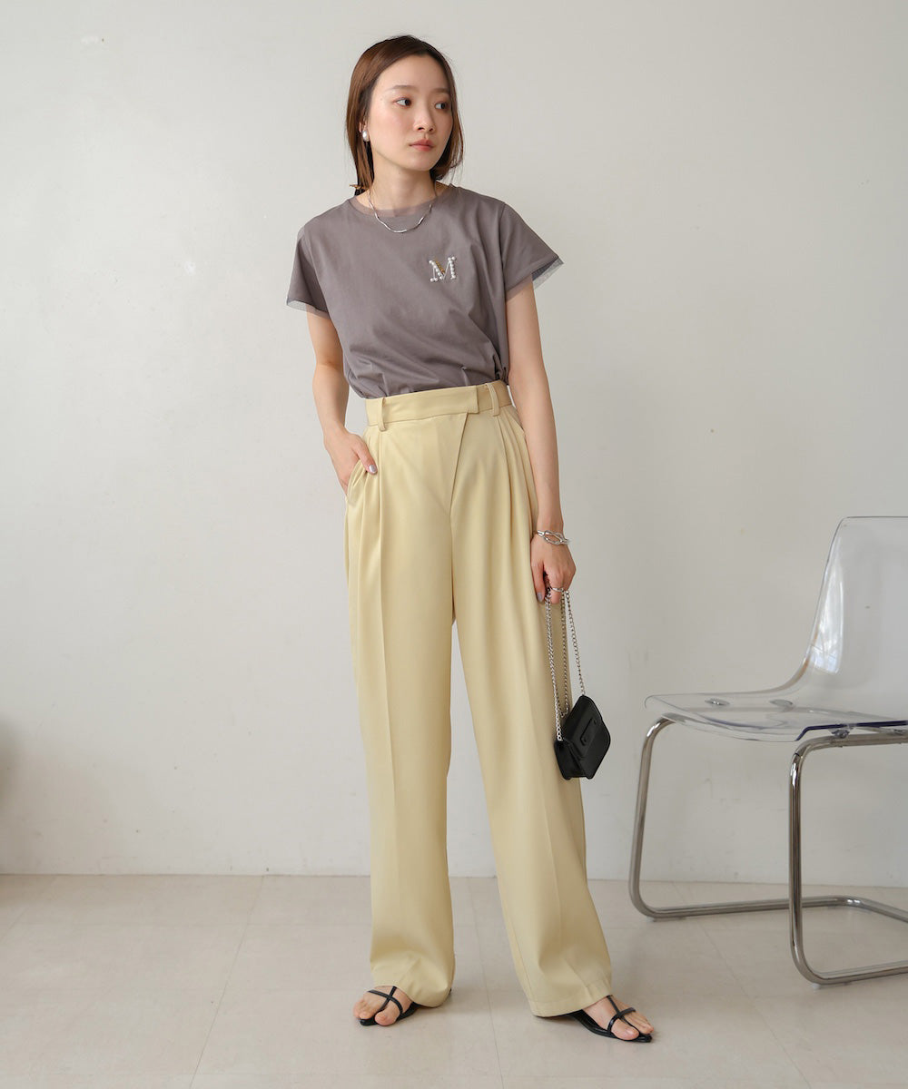 wrap style tuck slacks