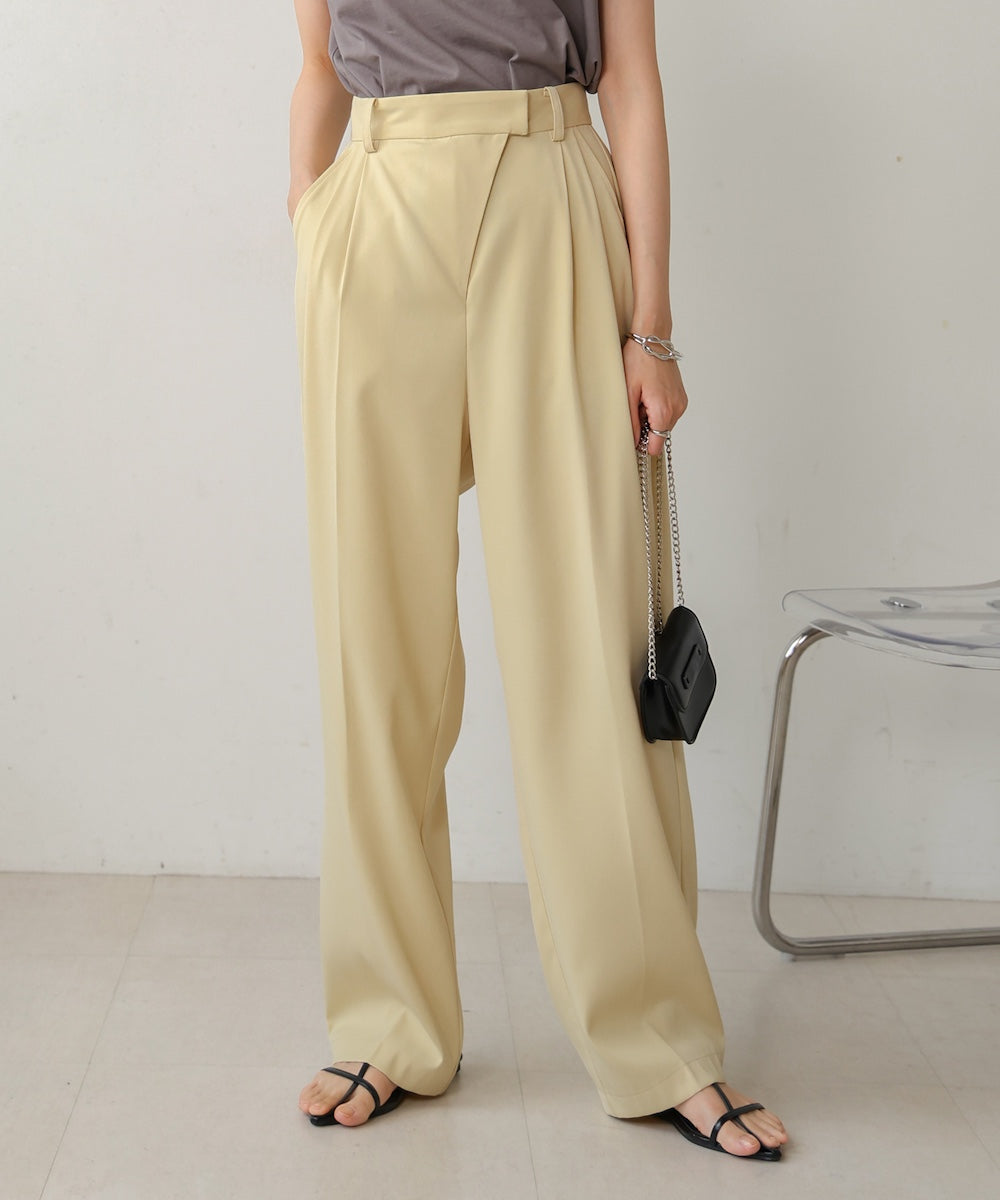 wrap style tuck slacks