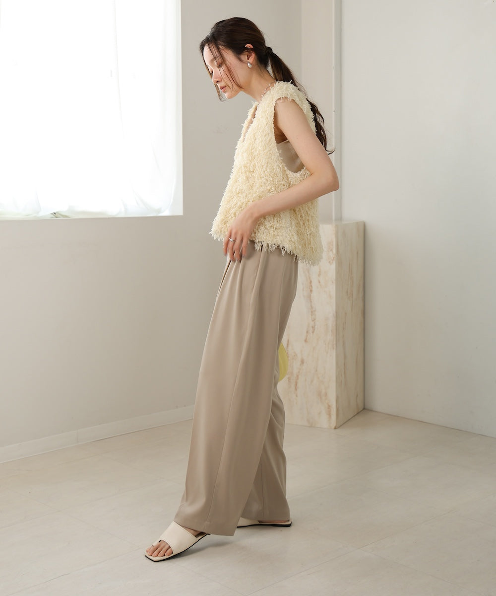 wrap style tuck slacks